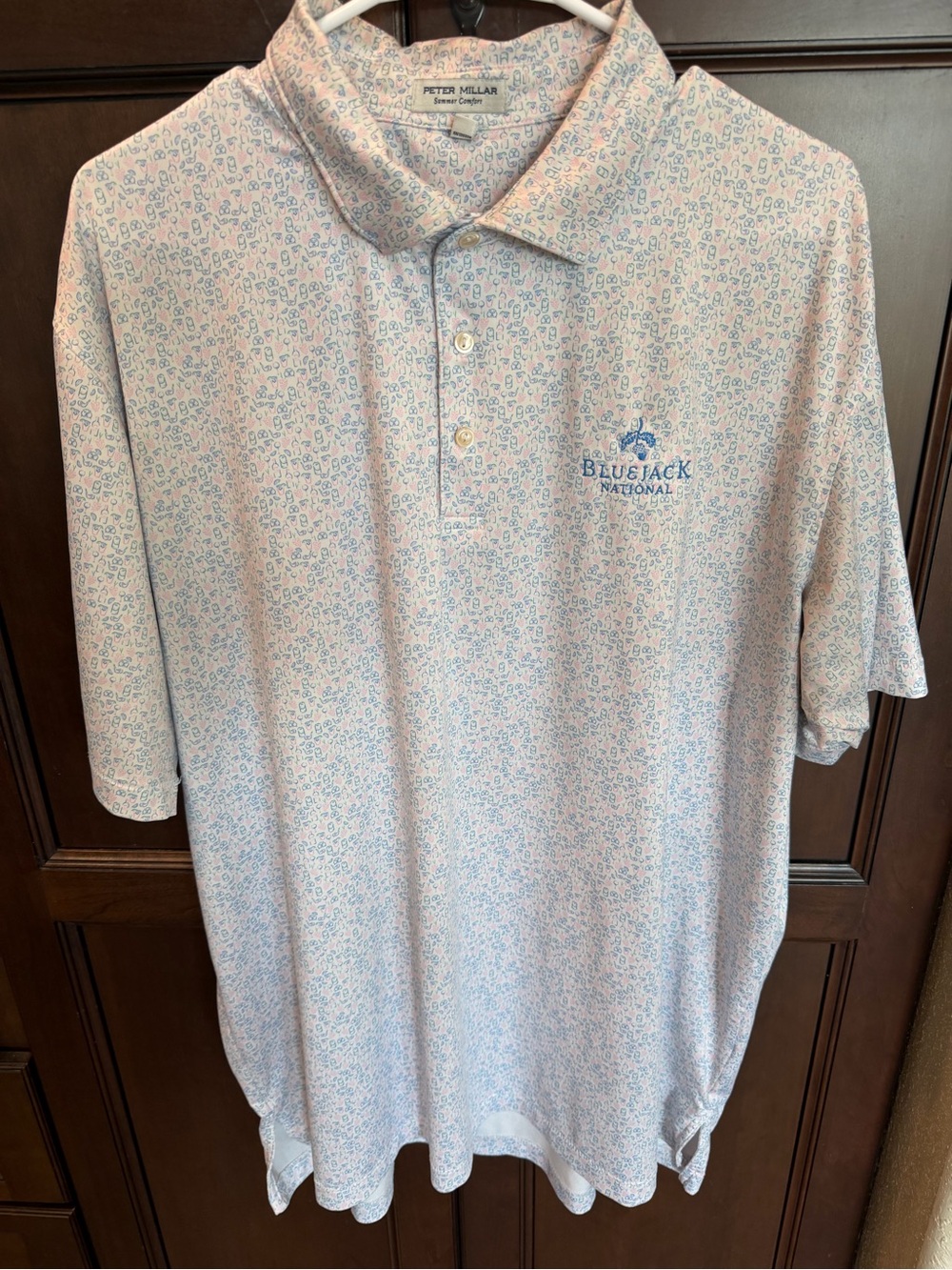 Peter Millar Seaside Men's Performance Golf Sun Hoodie White Cocktail Print XL